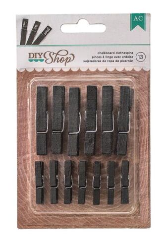 AMC Embellishments - DIY Shop Chalkbord Clothespins 13 Stück Black