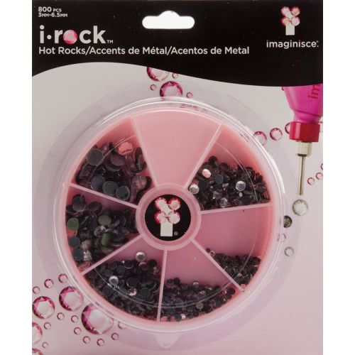 ICS iRock - Hot Rocks Adhesive Gems Compact Pink, Black, Clear 800/Pkg