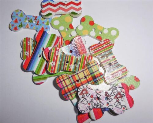 SRH Embellishments - Buttons/Knöpfe Dog Bone/Knochen bunt