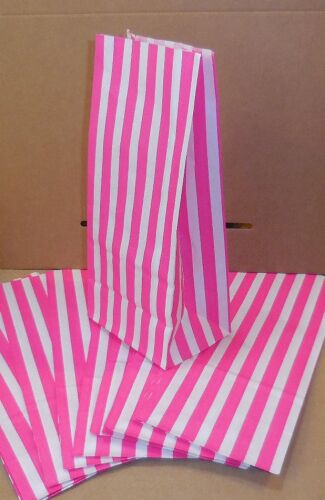 SRH Paper Art - 12 Stück Blockbodenbeutel/Papiertüte Pink Stripe