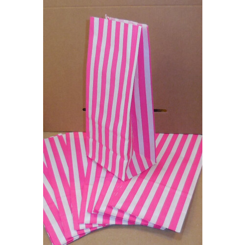 SRH Paper Art - 12 Stück Blockbodenbeutel/Papiertüte Pink Stripe