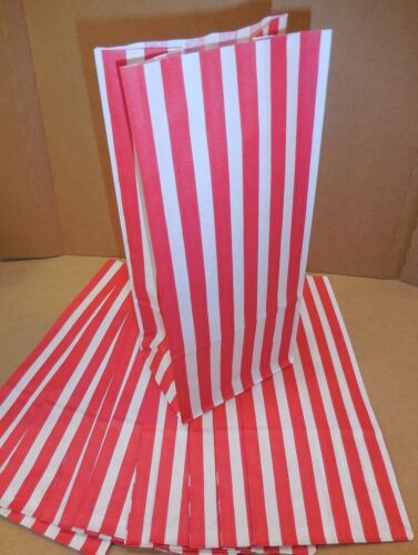 CBS Paper Art - 12 Stück Blockbodenbeutel/Papiertüte Red Stripe