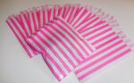 SRH Papiertüten - 12 Candy Bags/Flachbeutel Pink Stripe