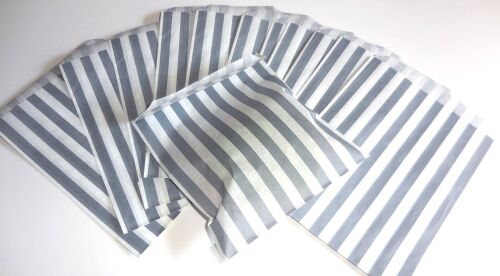 SRH Papiertüten - Candy Bags/Flachbeutel Grey Stripe