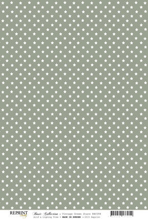 RPR Cardstock A4 - Vintage Green Stars