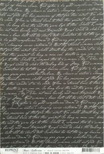 RPR Cardstock A4 - Black Lyrics