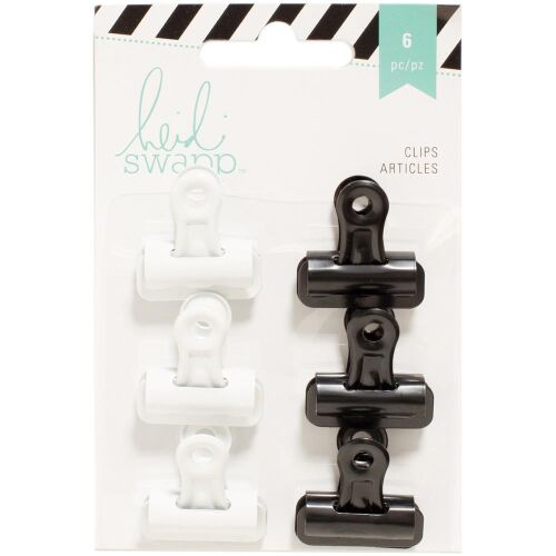 HSW Embellishments - Black & White Bulldog Clips