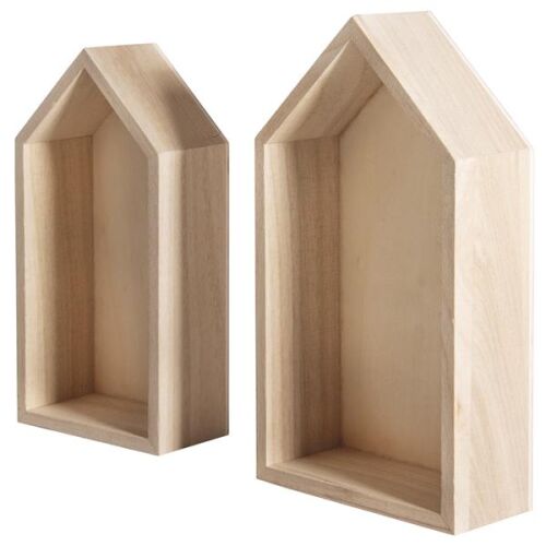 RYH Wood Art - Regal Minihaus 2er Set Hoch