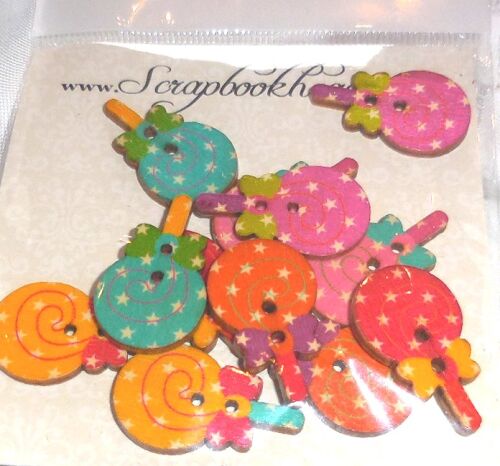 SRH Embellishments - Buttons/Knöpfe Lollies mit Sternen 20x35 mm