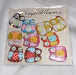 SRH Embellishments - Buttons/Knöpfe Patchwork Eulen...