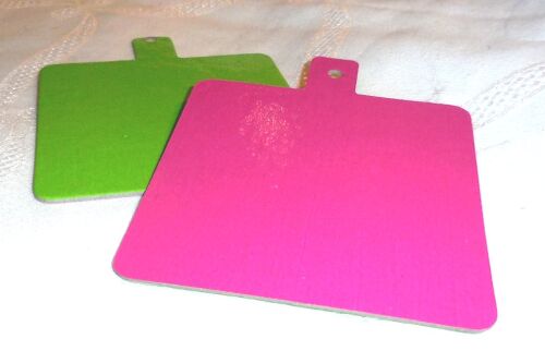 SRH 12 Stück Tags - Quadrat Fuchsia/Grün