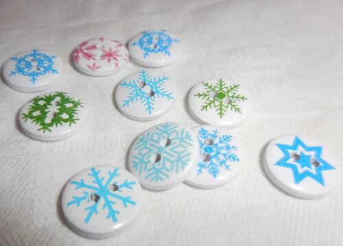 SRH Embellishments - Buttons/Knöpfe Schneeflocken-Mix 15 mm