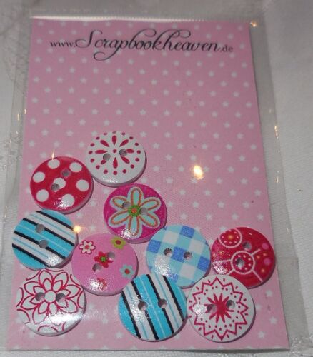 SRH Embellishments - Buttons/Knöpfe rot-blau Mix 16 mm