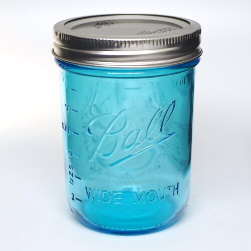 LWC Einmachglas/Ball Wide Mouth Mason Jar Blue 1 Pint