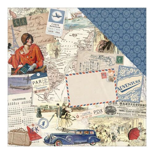 ATQ Cardstock - Explore Travel Collage/Geometric