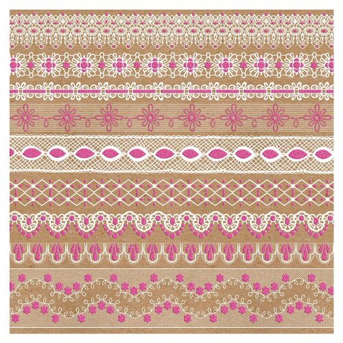 RRI Cardstock - Kraftastic Glitter Pink Trim