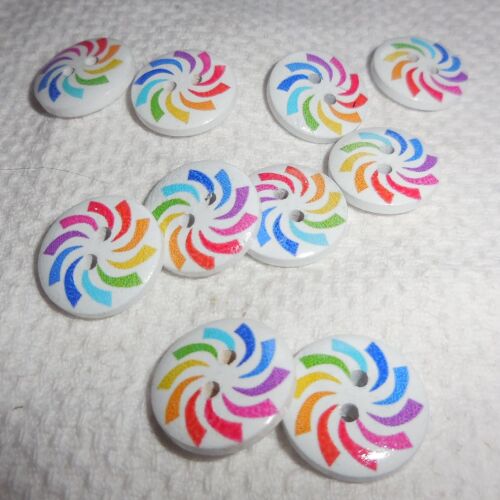 SRH Embellishments - Buttons/Knöpfe Rainbow/Regenbogen Swirl