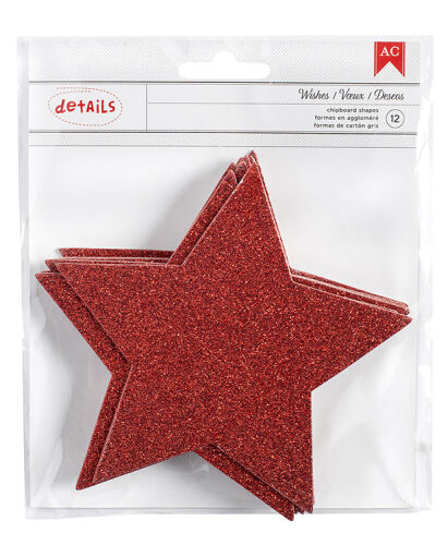 AMC Embellishment - Red Glitter Stars (12 Stück)