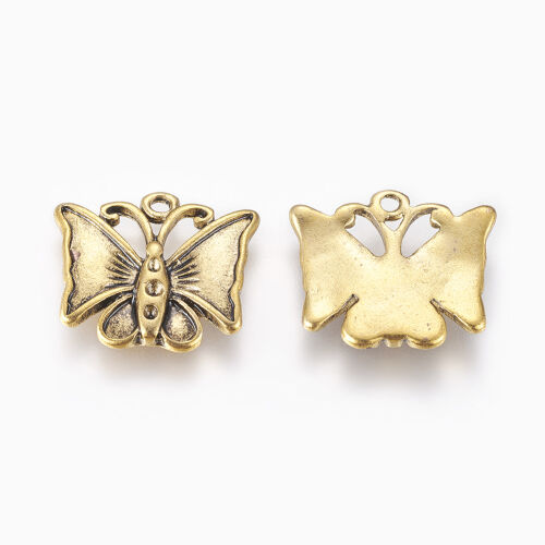 SRH Charm 5 Stück - Schmetterling/Butterfly Antique Gold
