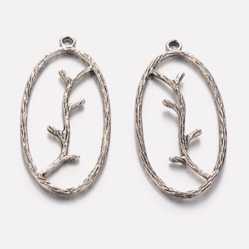 SRH Charm 5 Stück - Oval mit Zweig Antique Silver