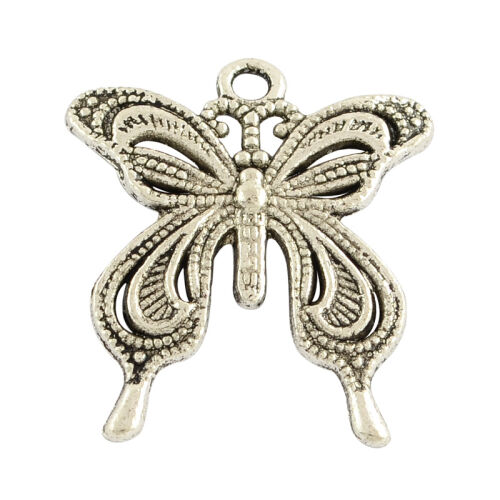 SRH Charm 5 Stück - Schmetterling/Butterfly Antique Silber