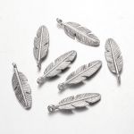 SRH Charm 5 Stück - Federn/Feathers Antique Silber