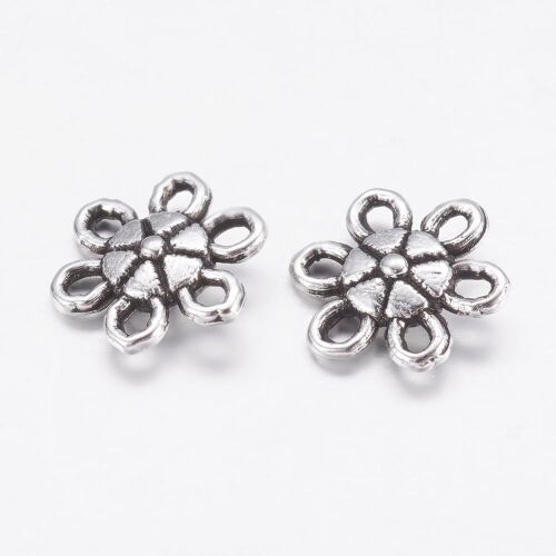 SRH Charm 10 Stück - Blume/Flower Antique Silver