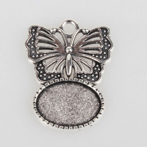 SRH Charm 3 Stück - Schmetterling Rahmen/Setting Antique Silber