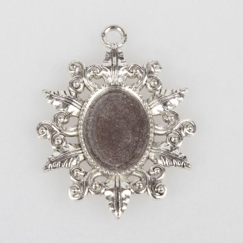 SRH Charm 3 Stück - Blätter Rahmen/Setting Antique Silber