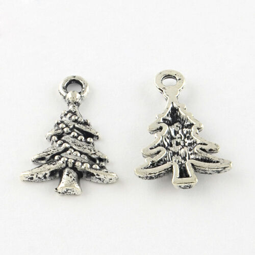 SRH Charm 5 Stück - Weihnachtsbaum/Tannenbaum Antique Silber