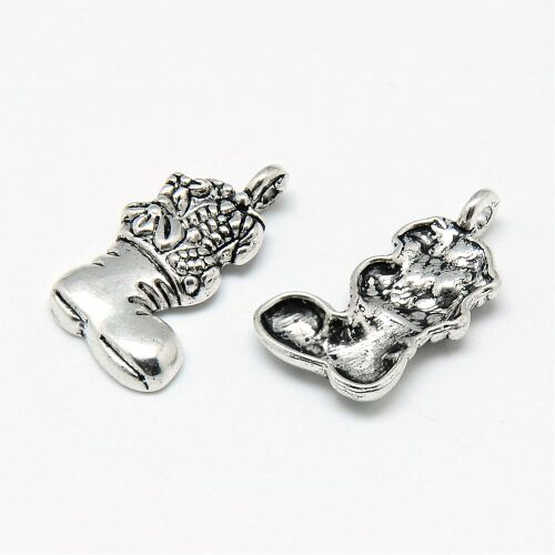 SRH Charm 5 Stück - Nikolausstiefel/Weihnachtsstiefel Antique Silber