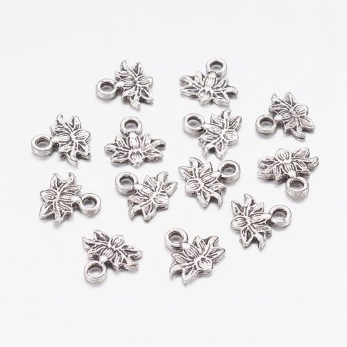 SRH Charm 5 Stück - Blume/Lotus Antique Silber