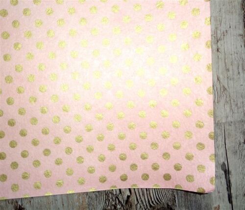 SRH Cotton Leather/Baumwoll-Papier - Rose mit Goldenen Dots 55x75 cm