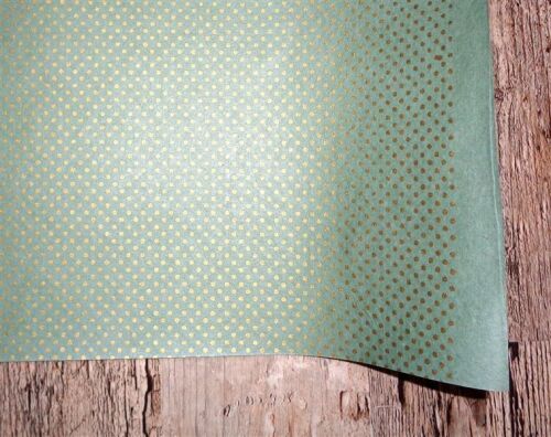 SRH Cotton Leather/Baumwoll-Papier - Seagreen mit Goldenen Minidots 55x75 cm