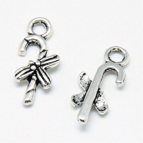 SRH Charm 10 Stück - Candy Cane/Zuckerstange Antique Silber
