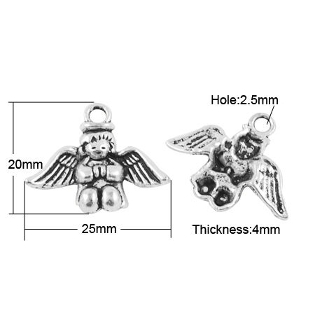 SRH Charm 5 Stück -  Engel/Angel Antique Silber