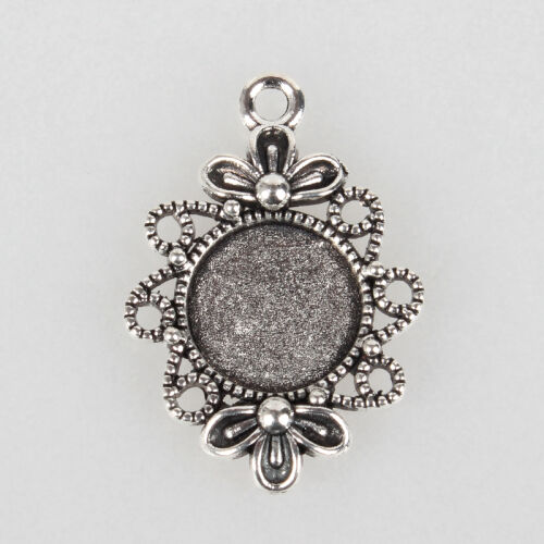 SRH Charm 5 Stück - Rahmen/Setting Blüten Antique Silber