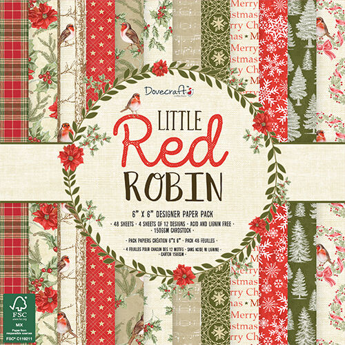 TRC Paper Pack 6x6 - Dove Craft Little Red Robin