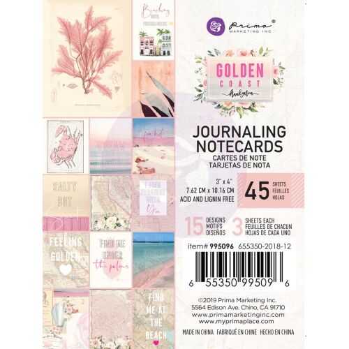 PRM Journaling Notecards 3x4" - Golden Coast