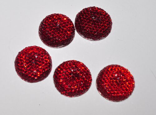 SRH Embellishments 5 Stück - Flatback Resin Cabochon Red 19 mm