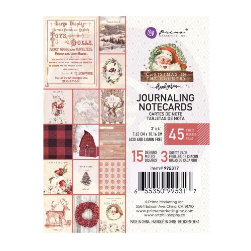 PRM Journaling Notecards Pad 3x4" - Christmas in the Country