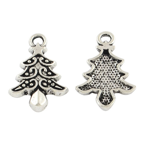 SRH Charm 5 Stück - Silver Christmas Tree/Tannenbaum/Weihnachtsbaum 16x21 mm