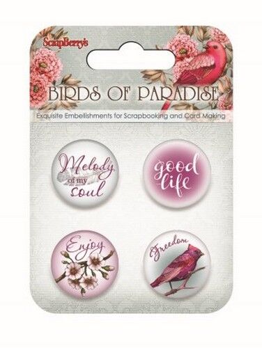 SCB Embellishments - Buttons Birds of Paradise Enjoy