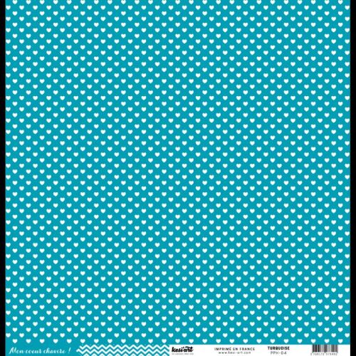 KSA Cardstock 12"x12" - Hearts/Coeur-Chavire Turquoise