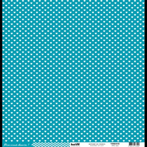 KSA Cardstock 12"x12" - Hearts/Coeur-Chavire Turquoise