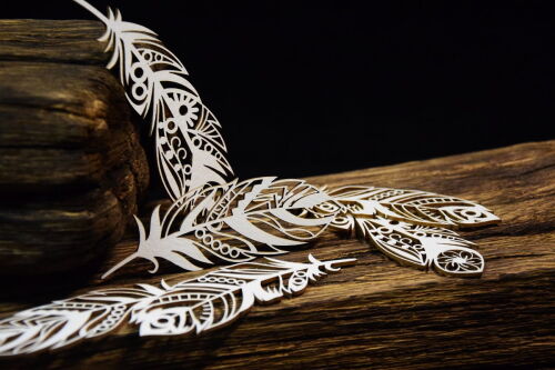SNI Chipboard-Shapes/Laserstanzteile - Mandala Dreams Openwork feathers
