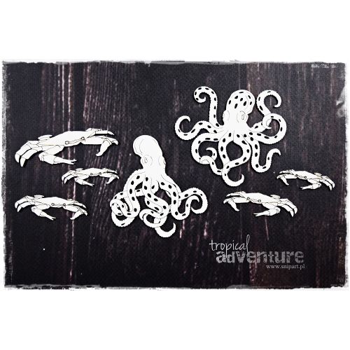 SNI Chipboard-Shapes/Laserstanzteile - Tropical Adventure Big Octopuses