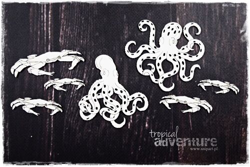 SNI Chipboard-Shapes/Laserstanzteile - Tropical Adventure Big Octopuses