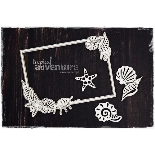 SNI Chipboard-Shapes/Laserstanzteile - Tropical Adventure Layered frame with seashells 