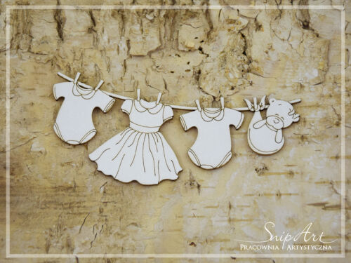 SNI Chipboard-Shapes/Laserstanzteile - Baby Girl Wäscheleine